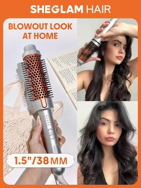 SHEGLAM HAIR فرشاة حرارية من It-Curl، فرشاة تجعيد الشعر 38 مم، فرشاة تكثيف ساخنة لتكثيف جذور الشعر وتجعيدات فضفاضة، فرشاة فرد أيونية، أسنان مشط مركبة مطورة حديثًا، وظيفة الأيونات السالبة، درجة حرارة بمستويين، العناية بالشعر دون إتلاف الشعر، فرشاة حرارية س