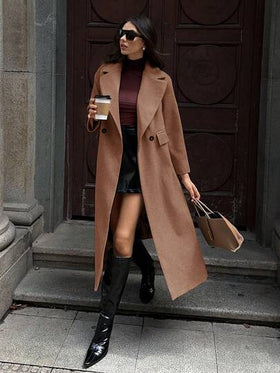 SHEIN Unity معطف طويل كاجوال بياقة مفرودة
