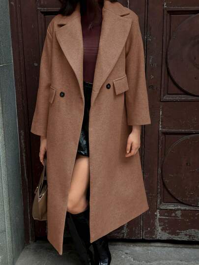 SHEIN Unity معطف طويل كاجوال بياقة مفرودة