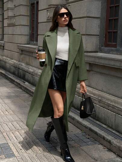 SHEIN Unity معطف طويل كاجوال بياقة