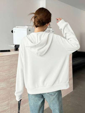 SHEIN جاكيت أبيض قابل للعكس مطرز بخيول للمراهقات، بتصميم كاجوال فضفاض، بطراز كلية بسيط