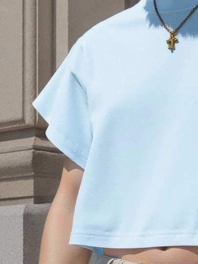SHEIN Manfinity Dauomo تي شيرت كاجوال من القطن قصيرة الأكمام للرجال لفصل الصيف لون سادة