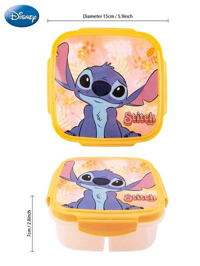 Disney 1 قطعة صندوق غداء مرخص رسميًا بتصميم ستيتش 3 شبكات ، صندوق غداء محمول للعمل والرحلات ، حاوية حفظ الفاكهة ، لوازم مطبخ منزلية جميلة ، هدية للأصدقاء المقربين