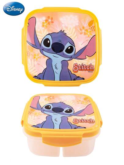 Disney 1 قطعة صندوق غداء مرخص رسميًا بتصميم ستيتش 3 شبكات ، صندوق غداء محمول للعمل والرحلات ، حاوية حفظ الفاكهة ، لوازم مطبخ منزلية جميلة ، هدية للأصدقاء المقربين