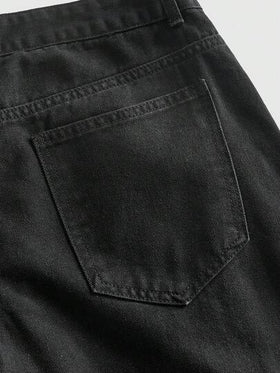 ROMWE MEN Casual بنطلون جينز رجالي فضفاض مريح بحزام متقاطع للتنقل