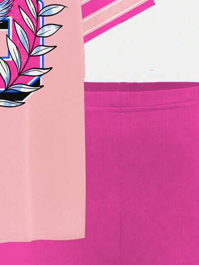 SHEIN طقم ملابس علوية كم قصير وشورت عادي مناسب للبنات في الصيف 2 قطعة