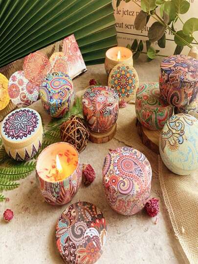 شموع معطرة، شموع في أوعية، حاملات شموع شمع صويا مصنوعة يدويًا، ديكور للأعراس والأعياد، هدايا مثالية للعائلة والأصدقاء، عيد الميلاد، عيد الحب أو عيد الأم، شموع في علب معدنية للسفر، طقم هدايا العلاج بالروائح، عيد الميلاد، شموع، هدايا للنساء (ألوان عشوائية)