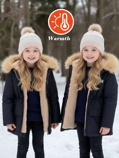 Emery Rose Kids Emery Rose Kids معطف كاجوال مبطن بالحرارة ذو لون أحادي للنساء في فصلي الخريف والشتاء