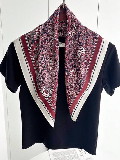 وشاح حريري مربع 70*70 سم، وشاح رأس مطبوع من الساتان للنساء، وشاح رقبة، شريط رأس، شال أنيق للسيدات