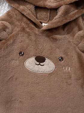 Cozy Pixies مجموعة من قميص ثقيل بياقة طاقم بأكمام طويلة وبنطال بخصر مطاطي مبطن للأطفال الصبيان بنمط الدب الكرتوني