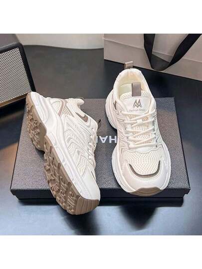 ZKBBO أحذية رياضية نسائية ذات نعل سميك وشبكة تنفس، أحذية رياضية مريحة للاستخدام اليومي في جميع المواسم