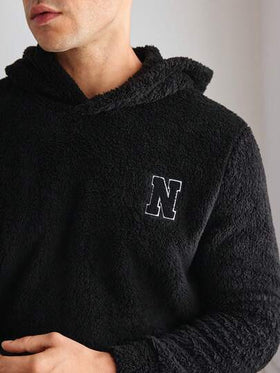 SHEIN ملابس علوية رجالي مريح وناعم من الفليس المرجاني، قابل للارتداء في المنزل والخارج، بأكمام طويلة وقبعة، مناسب للارتداء في فصل الشتاء