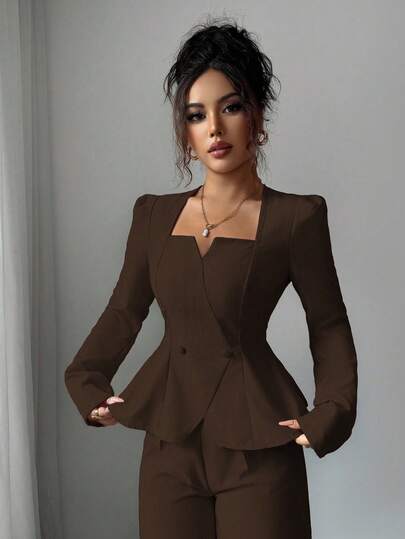 Elenzga بلوزة كارديجان بياقة مربعة وخصر ضيق من الخيوط المحبوكة من البامبو للنساء