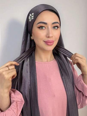 قطعة واحدة من الحجاب المرصع بالراين الأنيق والمزخرف بشكل كبير للعباءة