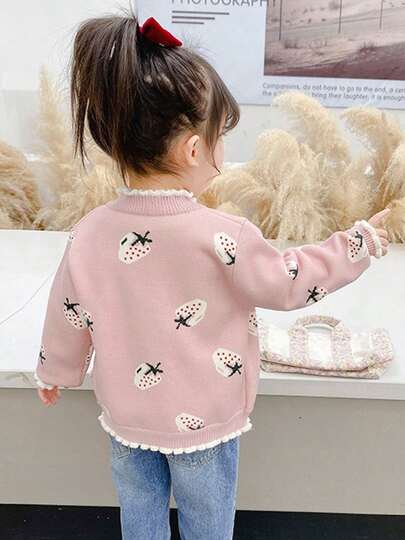enmi bear جاكيت كاجوال دافئة من الصوف للبنات الصغار ذات تصميم أنيق، ملابس خارجية ذات طراز عصري للأطفال