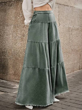 SHEIN SXY جينز نسائي بلون باهت بطراز صديقها السائب ذو تصميم مفكك الحافة ومرقع