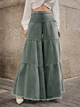 SHEIN SXY جينز نسائي بلون باهت بطراز صديقها السائب ذو تصميم مفكك الحافة ومرقع