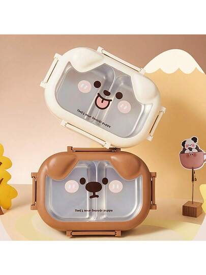 Stainless Steel Bento Box With Compartment Design Cartoon Portable Food Container For School Daycare Picnic Camping