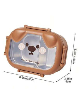 Stainless Steel Bento Box With Compartment Design Cartoon Portable Food Container For School Daycare Picnic Camping