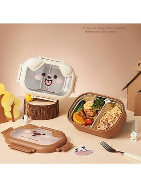Stainless Steel Bento Box With Compartment Design Cartoon Portable Food Container For School Daycare Picnic Camping