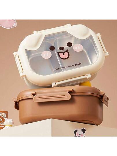 Stainless Steel Bento Box With Compartment Design Cartoon Portable Food Container For School Daycare Picnic Camping