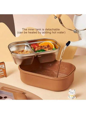 Stainless Steel Bento Box With Compartment Design Cartoon Portable Food Container For School Daycare Picnic Camping