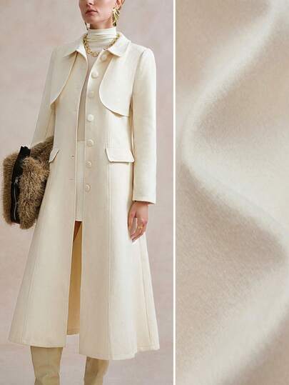 SHEIN Stylify معطف طويل أنيق بأكمام طويلة وياقة أزرار، مناسب للخروجات في فصل الشتاء