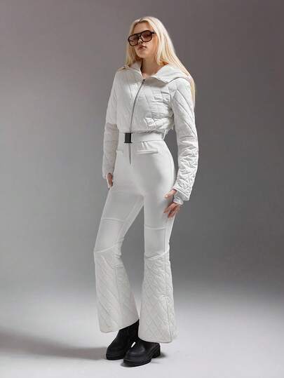SHEIN ICON جاكيت تزلج مناسبة للنساء مزينة بنقوش هندسية جميلة