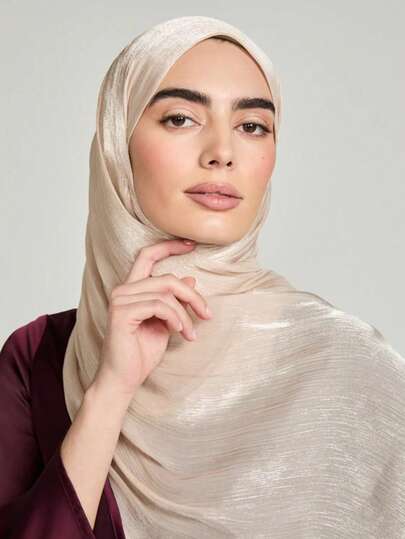 قطعة واحدة من الحجاب الناعم الحريري بلون أحادي للنساء، وشاح طويل عربي كاجوال، لف رأس محافظ بلون سادة، مناسب للاستخدام اليومي مع الفستان