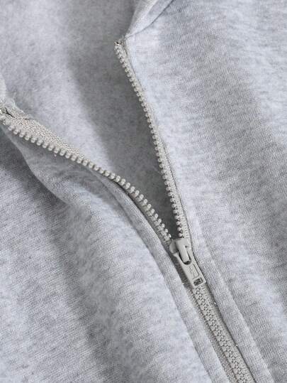 SHEIN جمبسوت رياضية مكونة من سترة هوديي مزيبرة وبنطال حراري ذو خصر عالي مطرز بنقشة فروسية أنيقة، جمبسوت رياضية فضفاضة
