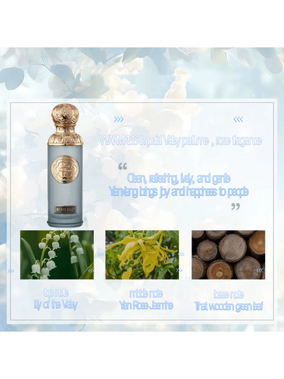 عطر إمبريال فالي 100 مل من WARMKISS، برائحة الورد، أنيق وفاخر، يعزز الثقة والأناقة، مناسب للعمل والتنقل والأنشطة الترفيهية والمواعيد الغرامية
