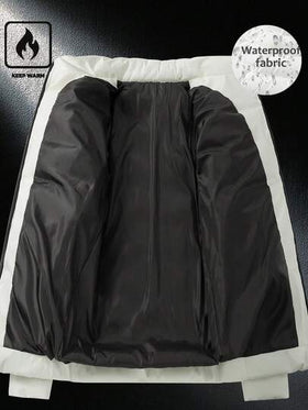 Manfinity Homme معطف قطني مبطن مبطن للرجال، بياقة عالية وسحاب، ملابس خارجية كاجوال، متعددة الاستخدامات للعمل والترفيه، هدية للصديق، خريف/شتاء