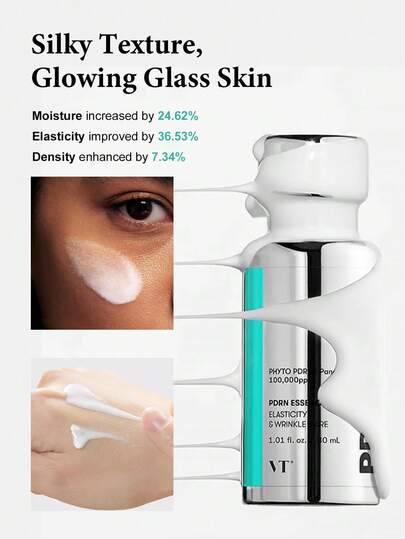 مستحضر VT COSMETICS PDRN 100 إسنس، إسنس مضيئة مكثفة، PDRN نباتي 100,000 جزء في المليون، إعادة بناء البشرة وتنعيمها، ترطيب، شد البشرة، تقليل الخطوط الدقيقة، العناية الكورية بالبشرة
