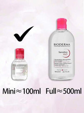 Bioderma ماء ميسيلار سانسيبيو H2O، مناسب لجميع أنواع البشرة، ماء تنظيف لطيف، حجم السفر 100مل/3.38 أونصة