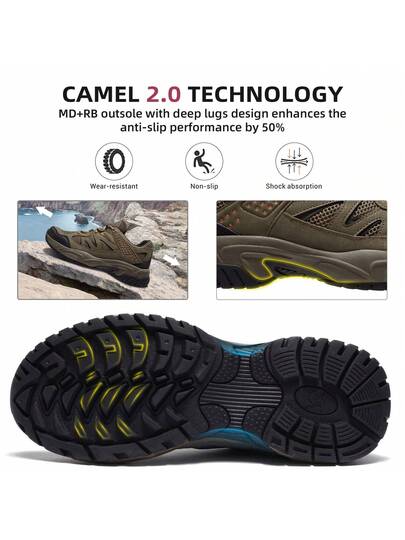 CAMEL CROWN أحذية رياضية خفيفة الوزن مضادة للانزلاق وقابلة للتنفس ذات قمة منخفضة، مناسبة للتنزه والمشي في الهواء الطلق