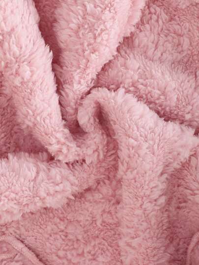 SHEIN Genkimix Kids معطف كاجوال مبطن للفتيات الصغيرات، وردي، أمامي بسحاب، بنمط قلب، كارديجان مقنع للخريف/الشتاء