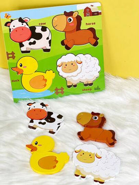 لعبة بازل خشبي للحيوانات المزرعة من نوع مونتيسوري، فرز الأشكال لتطوير التنسيق بين اليد والعين، بازل كبير للأطفال الصغار لتعلم الألوان والحيوانات، لعبة تفاعلية بين الوالد والطفل، هدية عيد ميلاد للأطفال