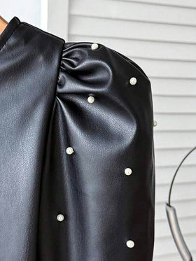 SHEIN جاكيت قصيرة مزودة بسحاب للفتيات الصغيرات، بياقة دائرية وأكمام راجلان، بلون أحادي عصري