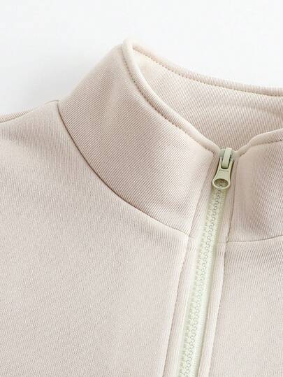 SHEIN مجموعة نسائية 2 قطعة، جديدة لموسم الخريف/الشتاء، هوديي بسحاب وياقة عالية بلون المشمش، بنطلون رياضي طويل الأكمام مطابق مع أساور مضلعة، طباعة حرف "MEW YORK REOOKLYN"، ملابس كاجوال مريحة، طقم متطابق للأم والابنة