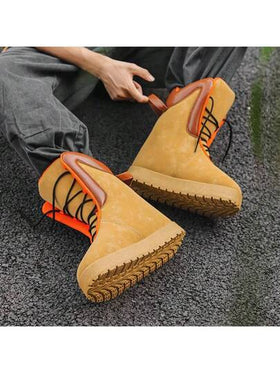 بوت ثلج رجالية عصرية متعددة الاستخدامات، بوت شتوية سميكة ودافئة، بوت نصف الساق مانعة للانزلاق