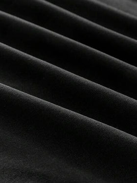 AXEPEAK تي شيرت قصير صندوقي أسود مطبوع عليه حروف، بفتحة عادية للرجال، صيفي