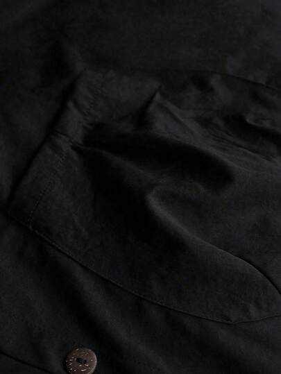 SHEIN LUNE معطف كاجوال طويل مقنع مع جيوب كبيرة للمقاسات الكبيرة