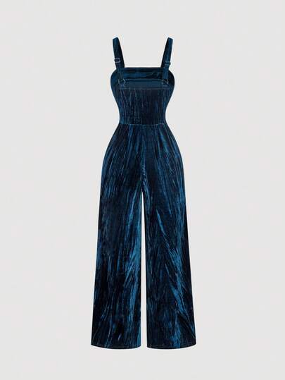 SHEIN MOD جمبسوت نسائية كاجوال بخصر منبسط من الفيلكرو وساق واسعة
