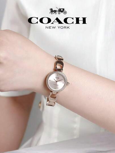 Coach ساعة للنساء بإطار من الفولاذ المقاوم للصدأ باللون الذهبي الوردي وقرص باللون الذهبي الوردي من علامة تجارية بارك