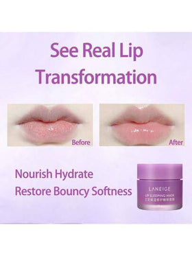 Laneige قناع النوم للشفاه من K-Beauty #Gummy Bear، للعناية بالشفاه وتغذيتها وترطيبها بفيتامين C ورائحة العنب 20 جم/0.7 أونصة.
