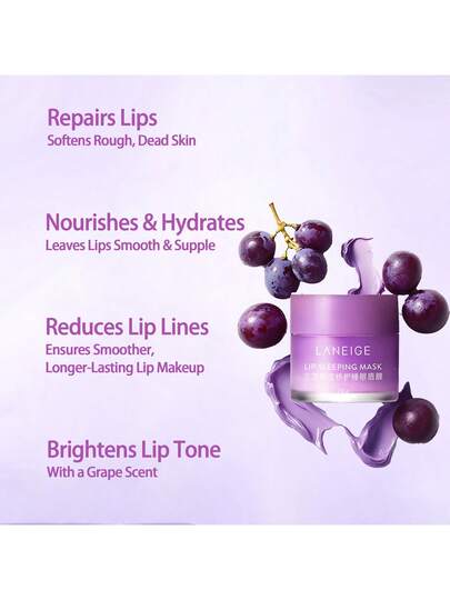 Laneige قناع النوم للشفاه من K-Beauty #Gummy Bear، للعناية بالشفاه وتغذيتها وترطيبها بفيتامين C ورائحة العنب 20 جم/0.7 أونصة.
