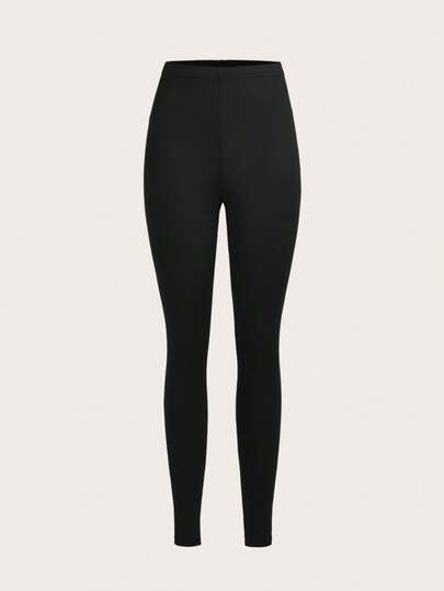 SHEIN EZwear 3 قطع من السراويل الضيقة المرنة ذات اللون الأحادي، مناسبة للخروجات اليومية في الربيع والخريف