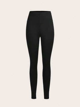 SHEIN EZwear 3 قطع من السراويل الضيقة المرنة ذات اللون الأحادي، مناسبة للخروجات اليومية في الربيع والخريف