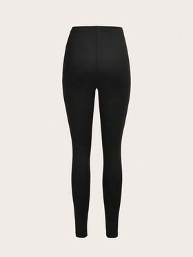 SHEIN EZwear 3 قطع من السراويل الضيقة المرنة ذات اللون الأحادي، مناسبة للخروجات اليومية في الربيع والخريف