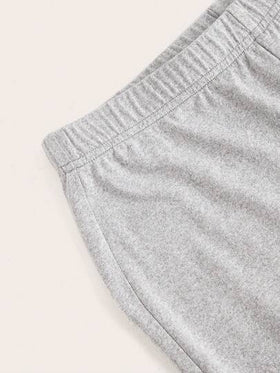 SHEIN EZwear 3 قطع مجموعة بوديسوت نسائية ذات خصر عالي وبنطال ضيق مطرز بطباعة إنجليزية جريئة، مناسبة للربيع والصيف والخريف